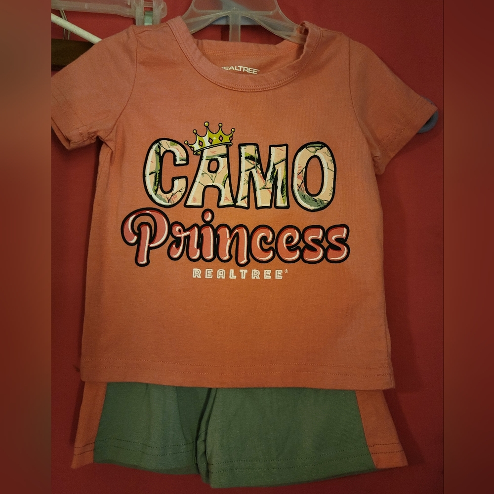 2T baby girl RealTreeCamo 2pc outfit pink/grey